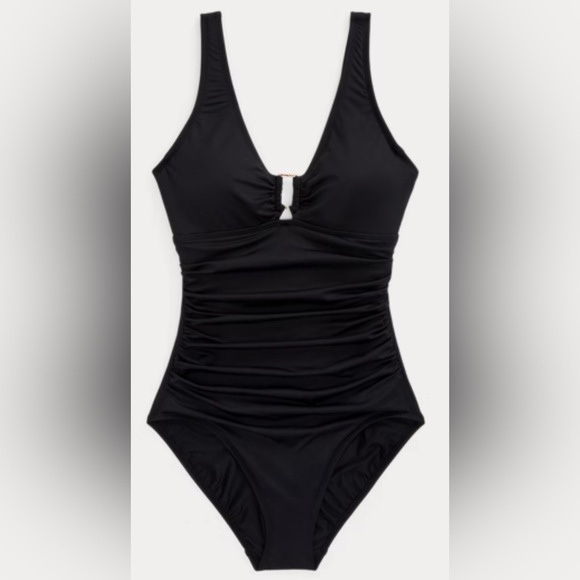 New Lauren Ring-Front One-Piece in Black Size 6 - Picture 4 of 11